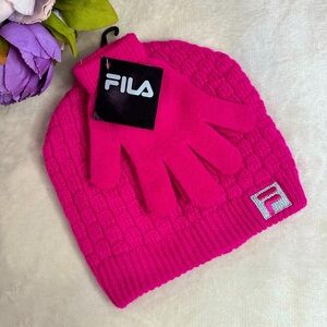 NWT Fila Hot Pink Knit Hat and Gloves